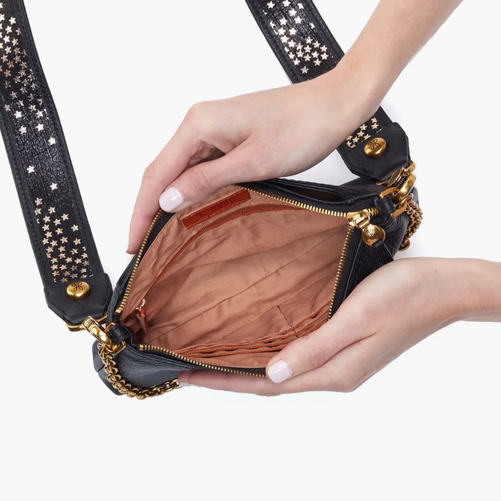 HOBO Black Leather Crossbody Bag with Gold Accents - Picture 4 of 4